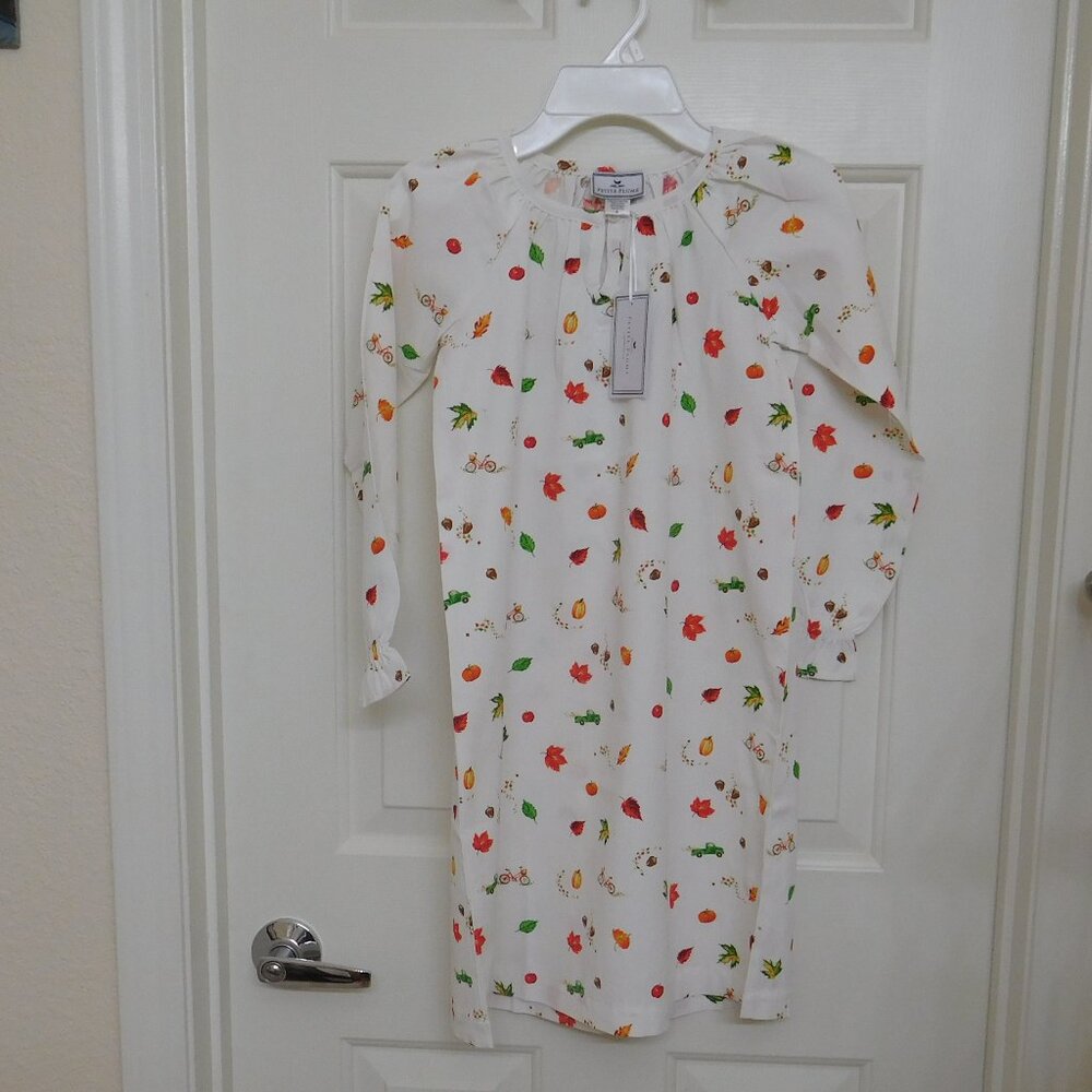 NWT Petite Plume Autumn Nightgown Truck Pumpkin Leaves sz 3